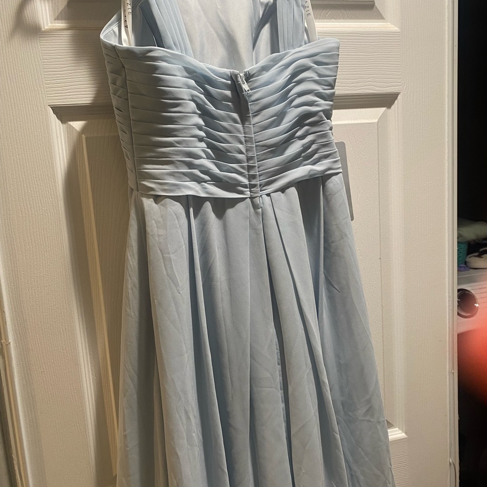 Azazie Gray Pleated Sweetheart Sundress